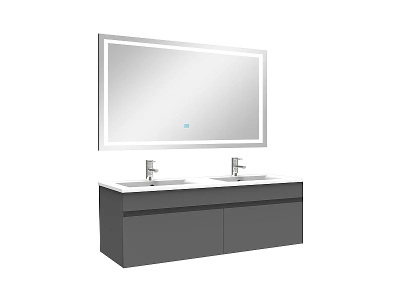 Ensemble meuble et vasque et miroir lumineux 120cm meuble salle de bain Anthracite,Aica