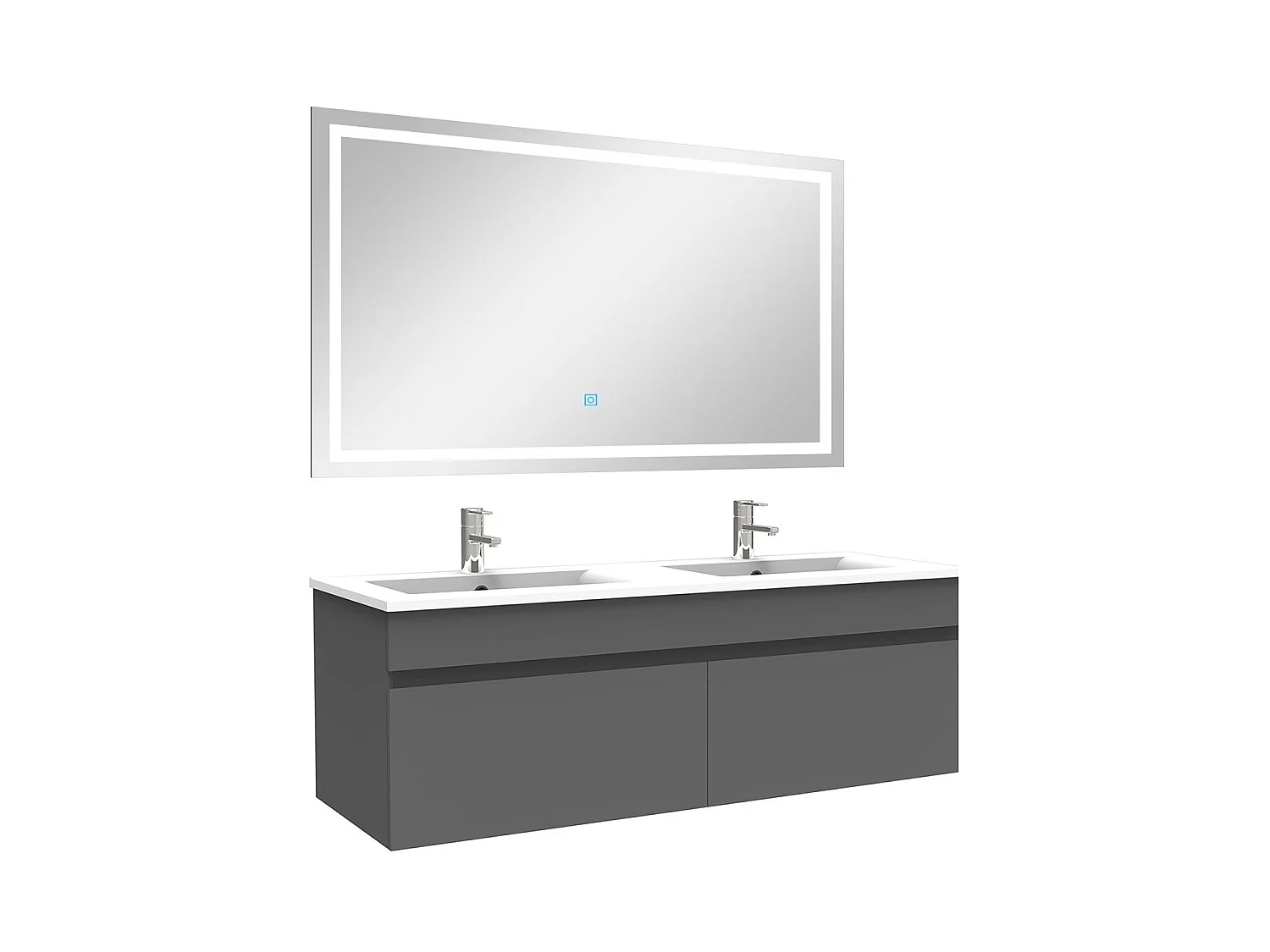 Ensemble meuble et vasque et miroir lumineux 120cm meuble salle de bain Anthracite,Aica