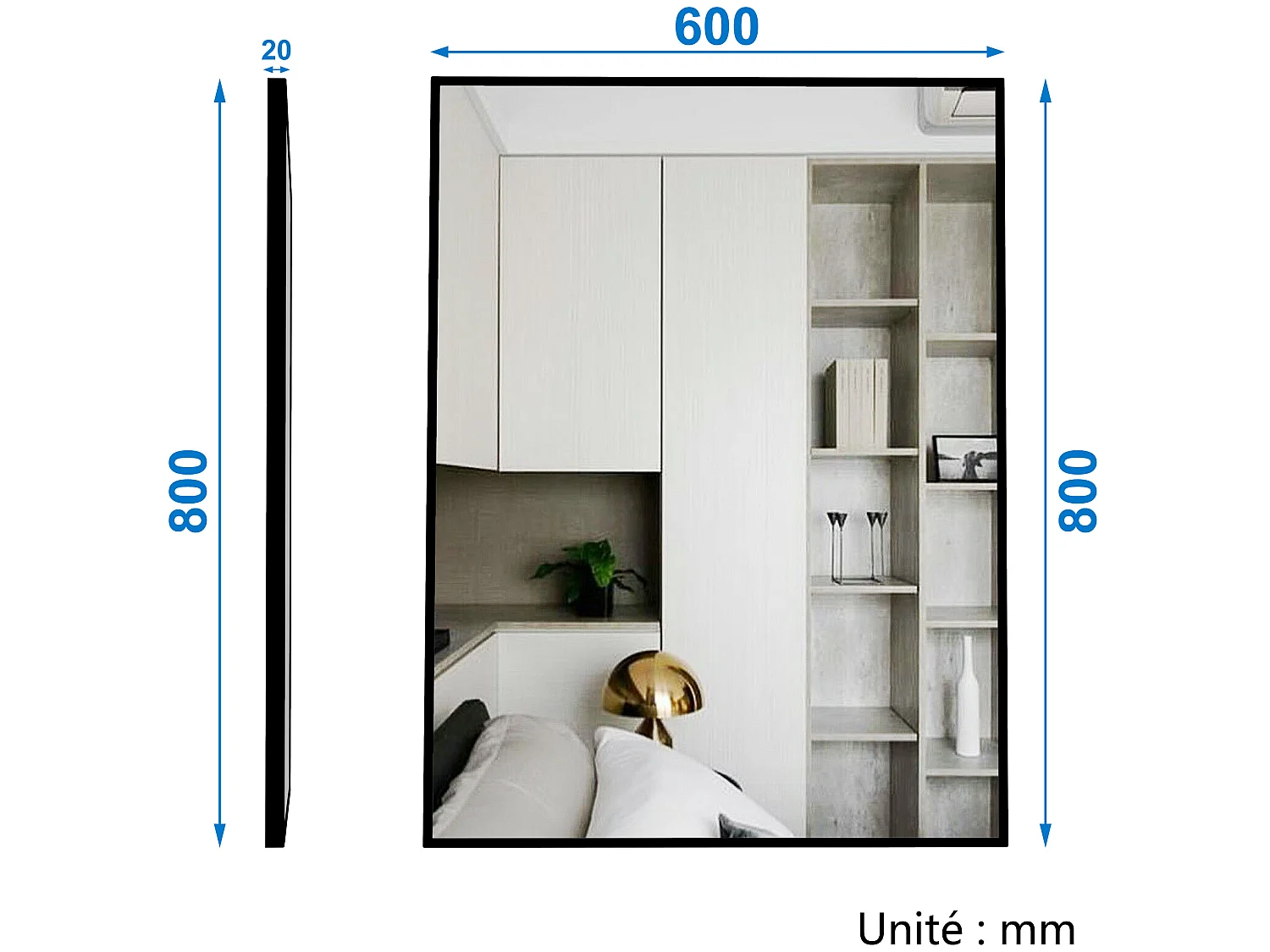 Ensemble meubles Salle de Bain 80cm avec colonne + miroir Blanc