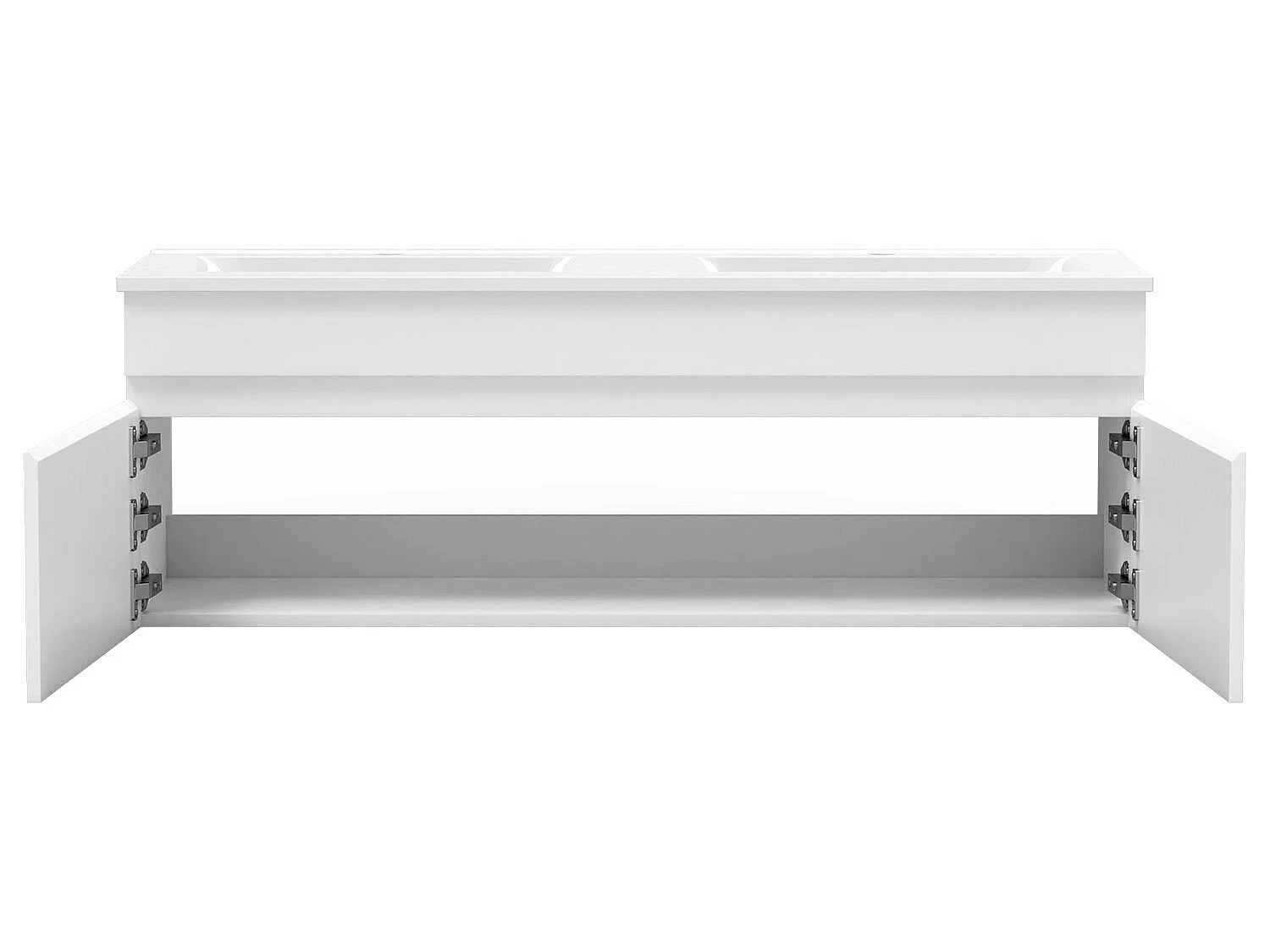 Ensemble Salle De Bain double vasque avec colonne et miroir 120cm meuble blanc, Aica