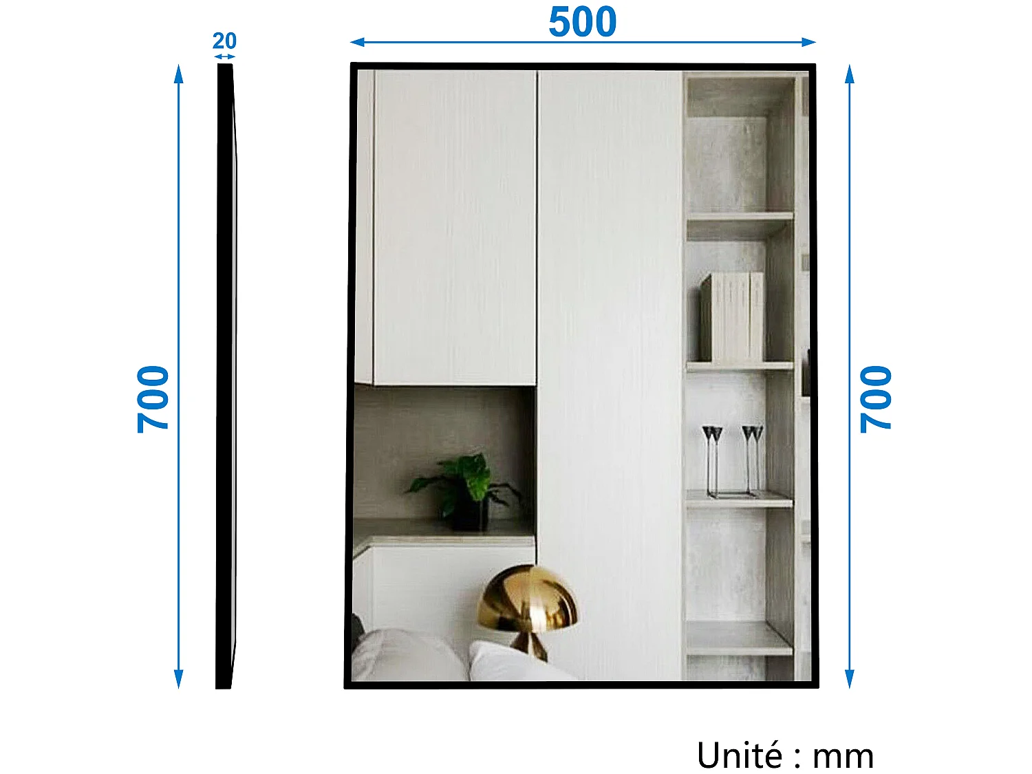 Ensemble meubles Salle de Bain 60cm simple vasque + colonne + miroir mural Blanc