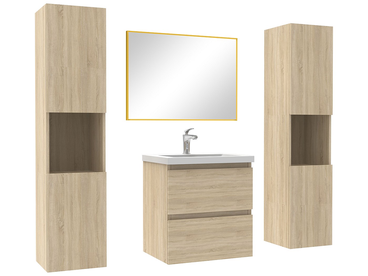 Ensemble meubles Salle de Bain avec colonne et miroir mural 50cm meuble