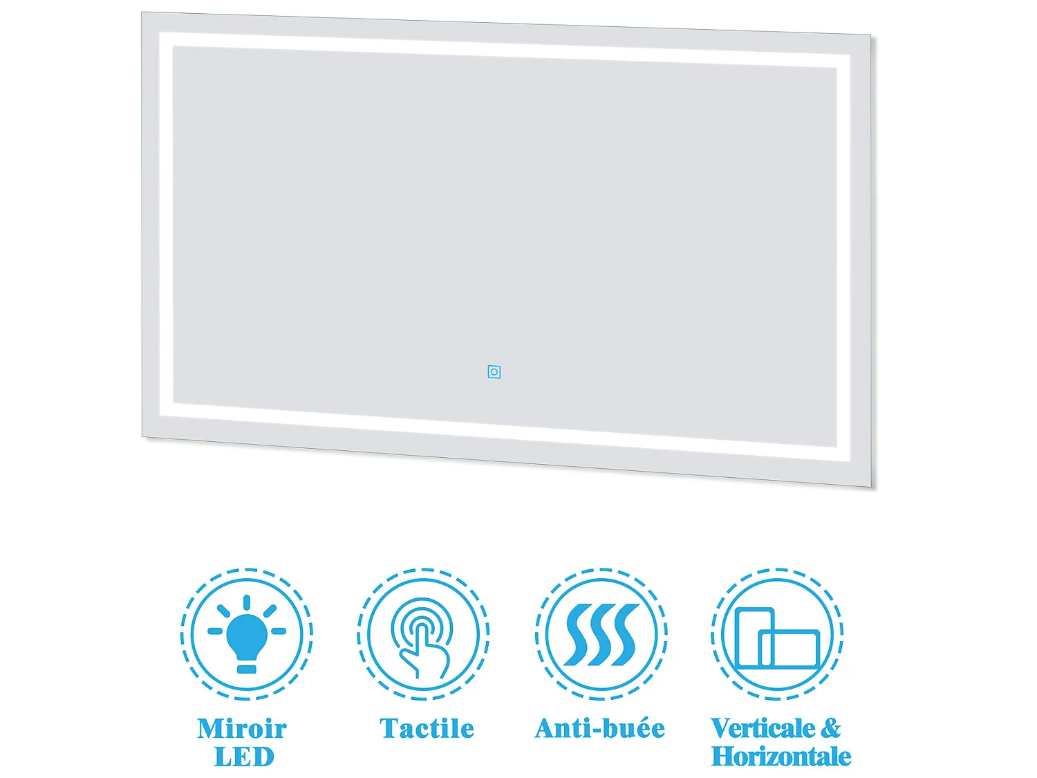 Ensemble meubles Salle de Bain 100cm simple vasque + colonne + miroir lumineux Blanc