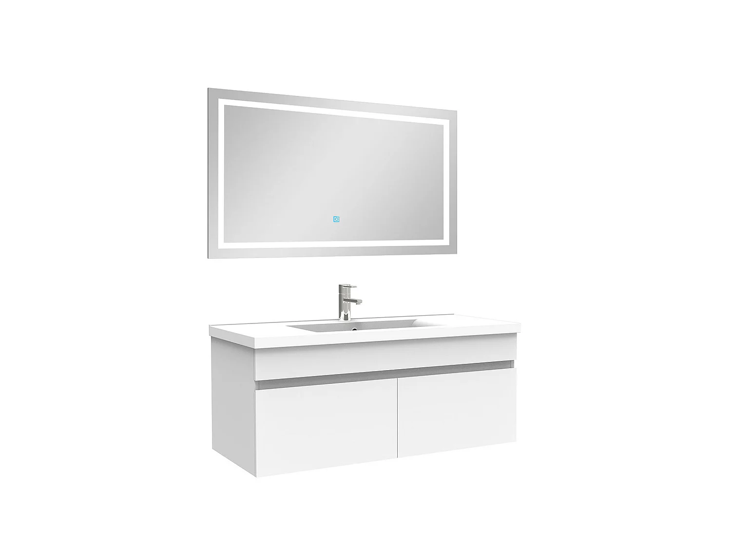 Ensemble meuble et vasque et miroir lumineux 100cm meuble salle de bain Blanc,Aica