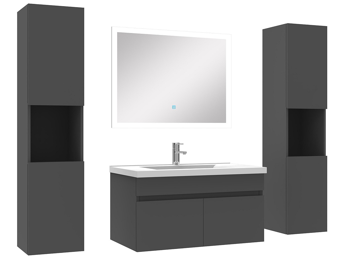 Ensemble meuble de salle de bain 80cm simple vasque + colonne de