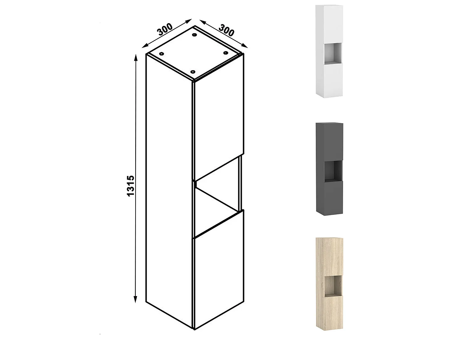Ensemble meubles Salle de Bain 120cm vasque + colonne + miroir lumineux Blanc