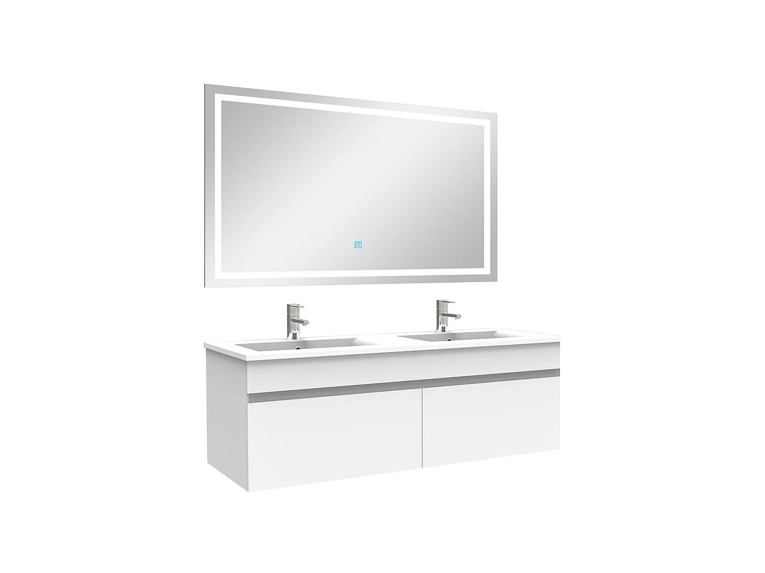 Ensemble meuble et vasque et miroir lumineux 120cm meuble salle de bain Blanc,Aica
