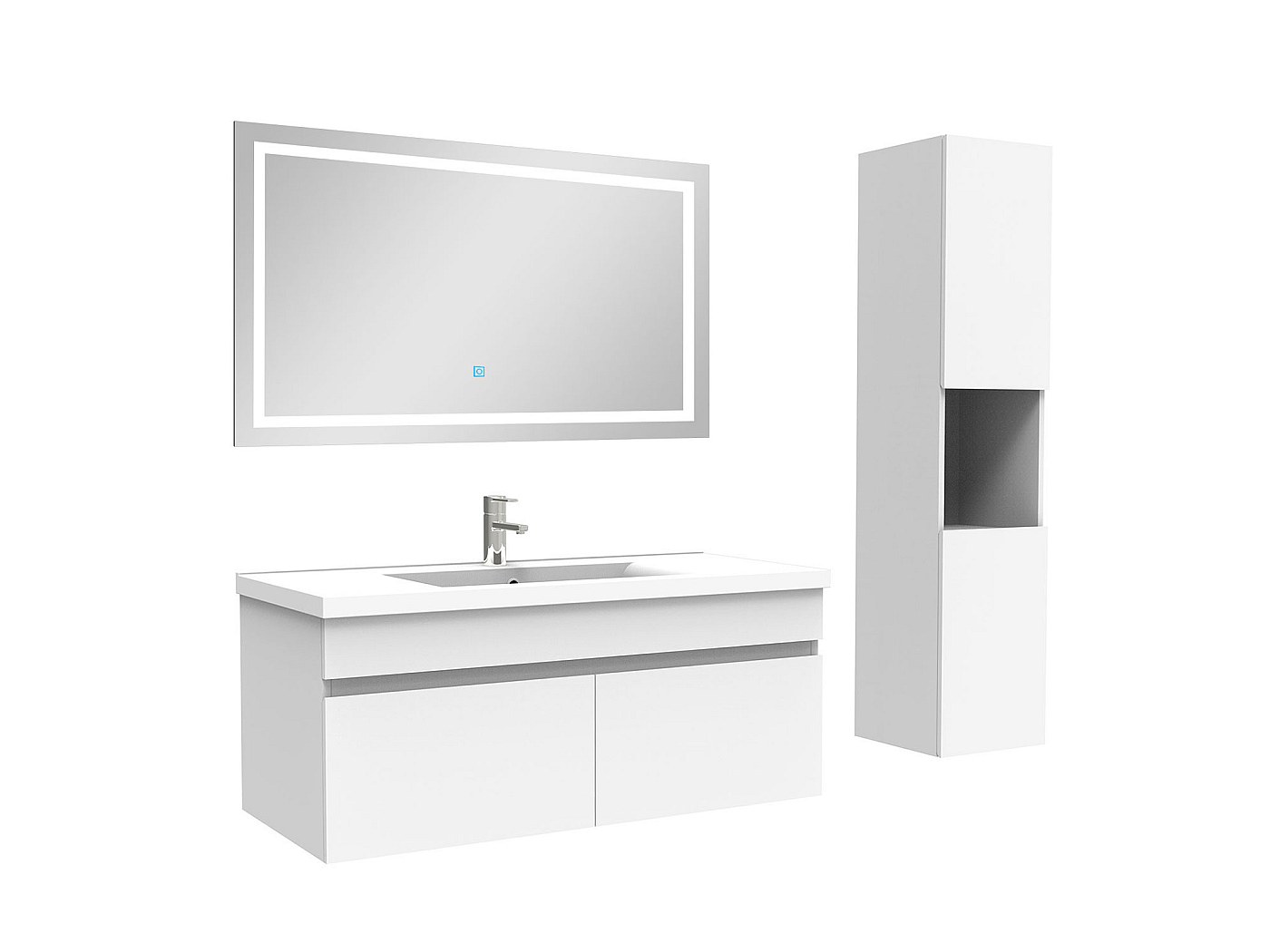 VCM 3-pièces Lavabo Meuble De Salle De Bains Ensemble Lavabo Badinos Tiroir Miroir Noir 80