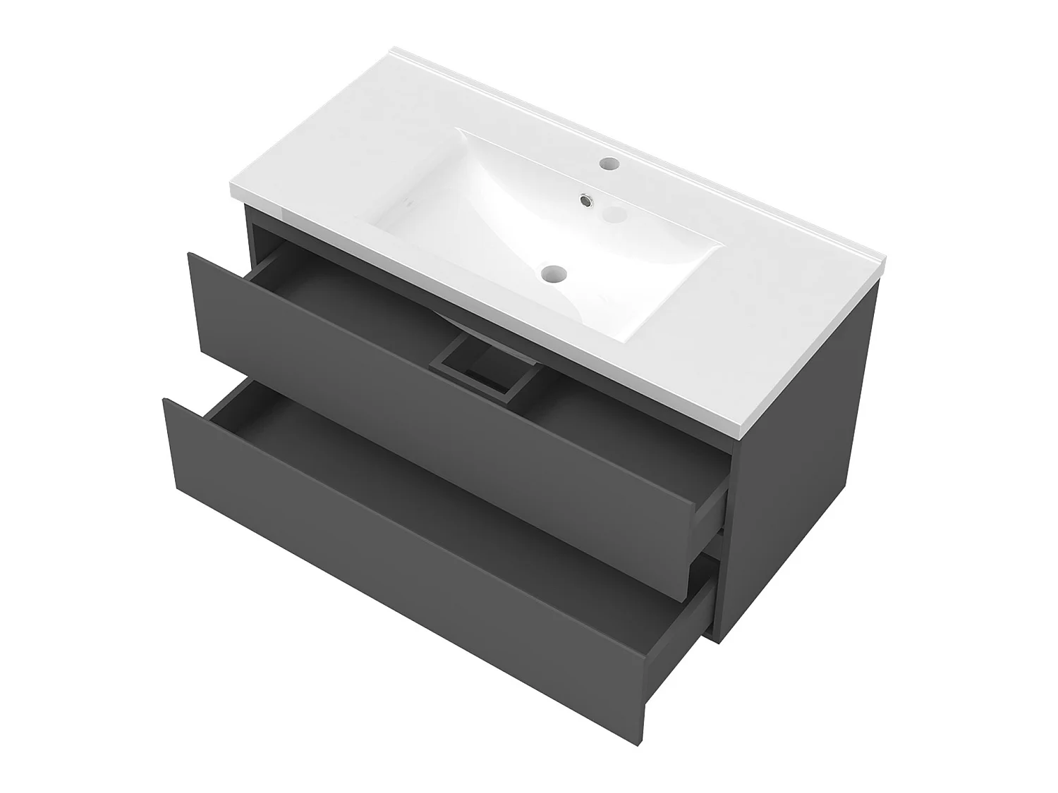 Ensemble meubles Salle de Bain 100cm vasque + colonne + miroir lumineux Anthracite