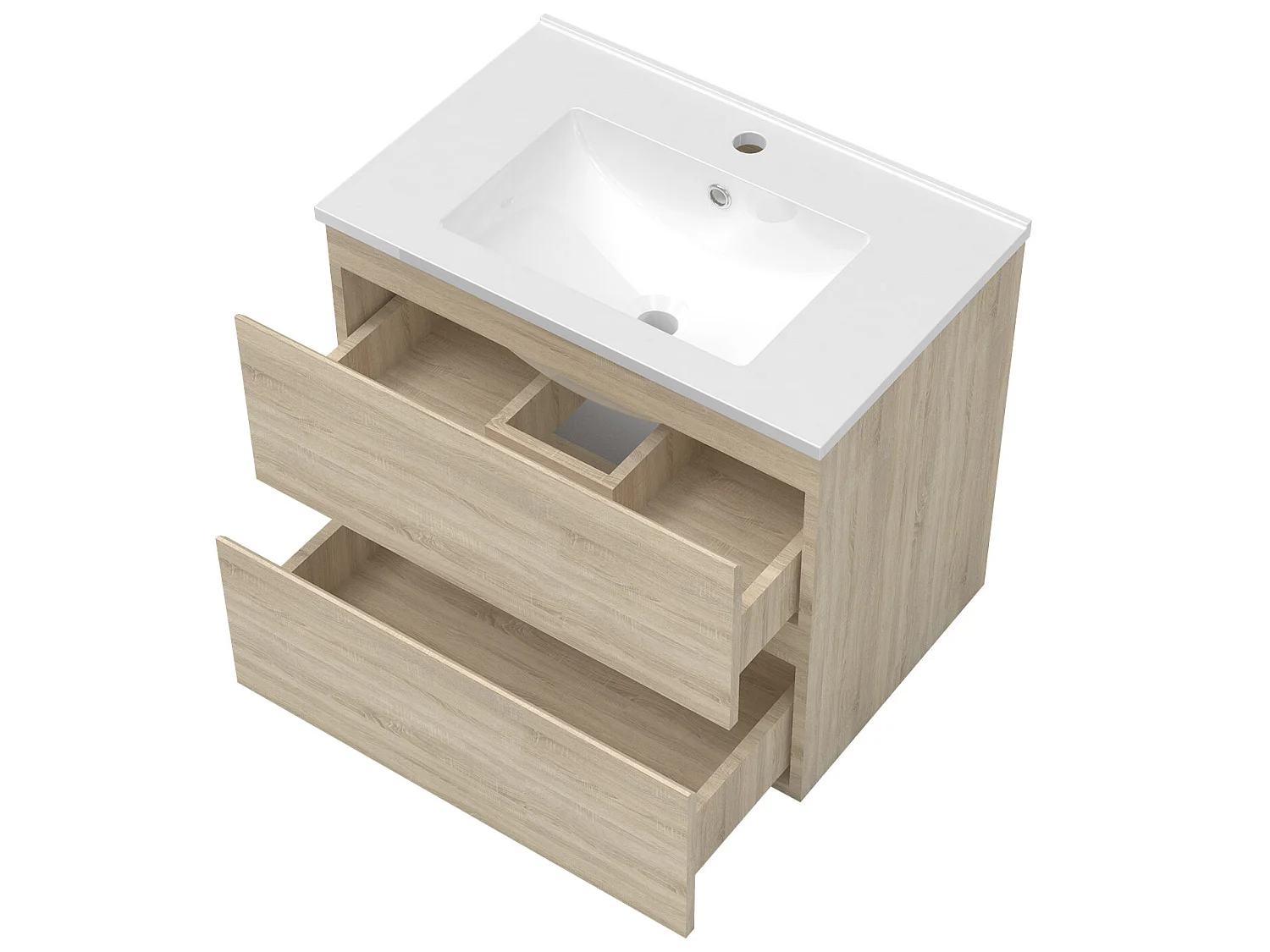 Ensemble meubles Salle de Bain 60cm vasque et colonnex2 et miroir lumineux Chêne Wotan