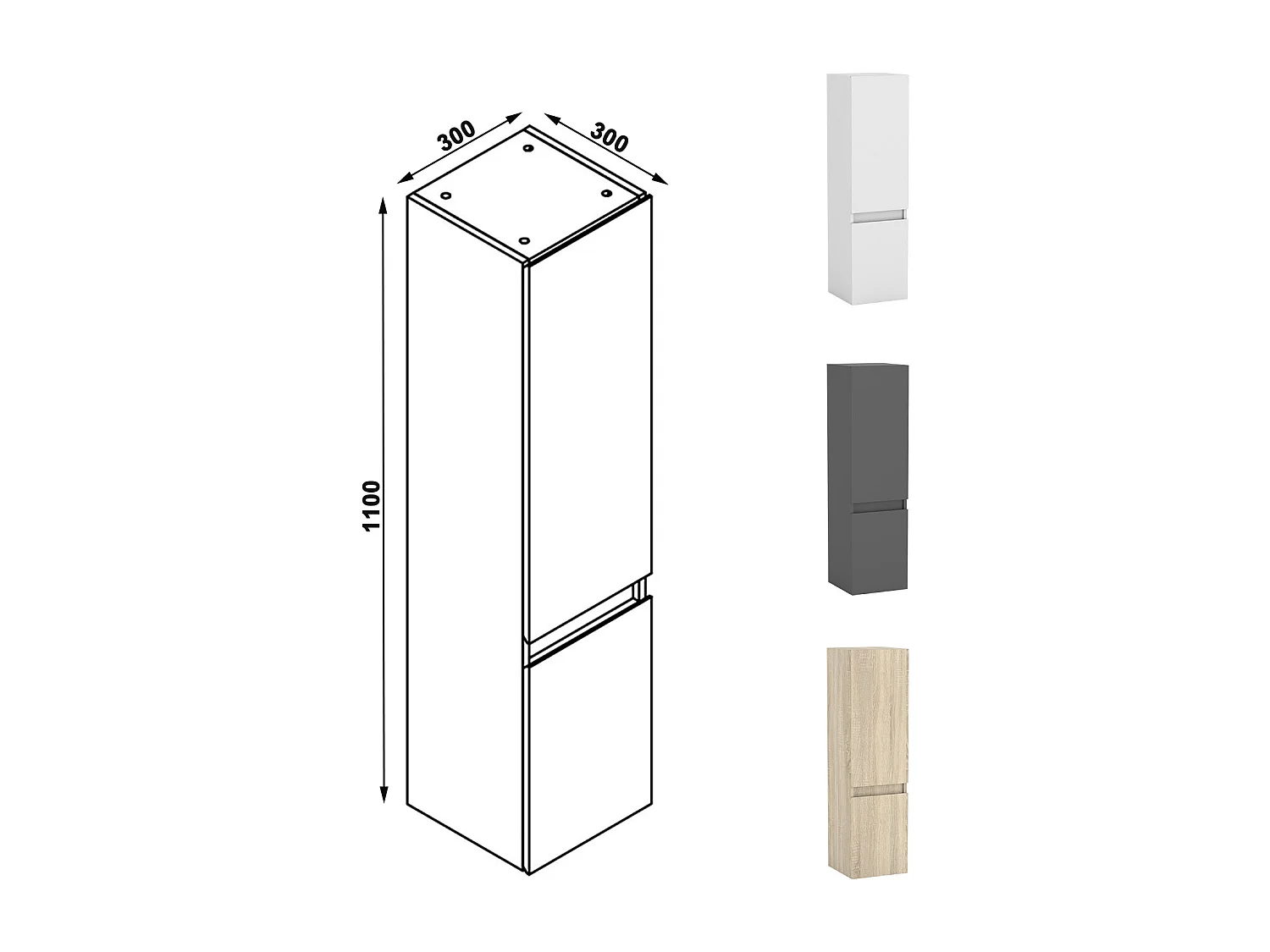 Ensemble meubles Salle de Bain 120cm avec colonnex2 + miroir lumineux Anthracite
