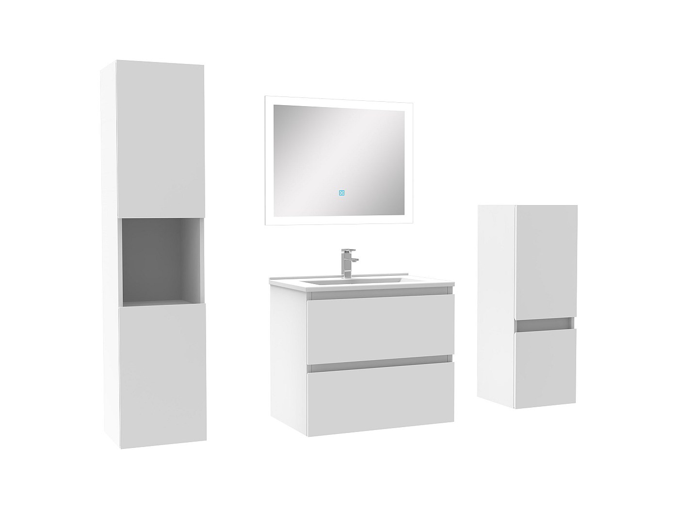 Ensemble meuble de salle de bain 60cm vasque + colonne de rangement