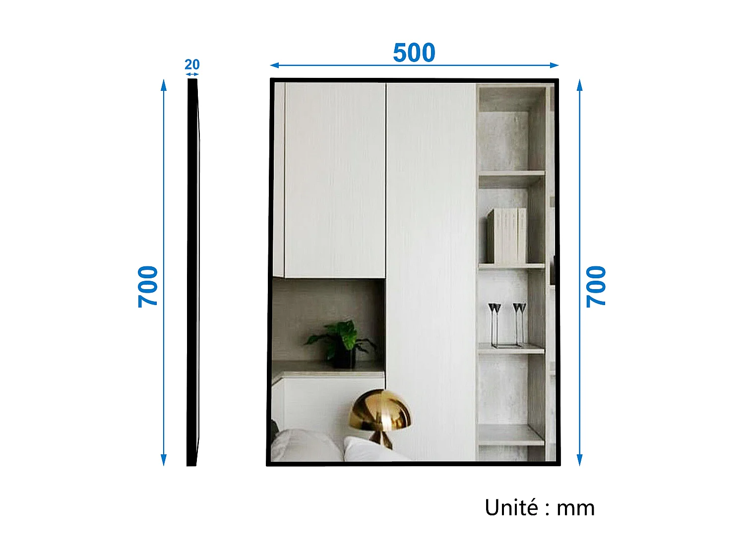 Ensemble meubles Salle de Bain 60cm avec colonne + miroir mural Blanc