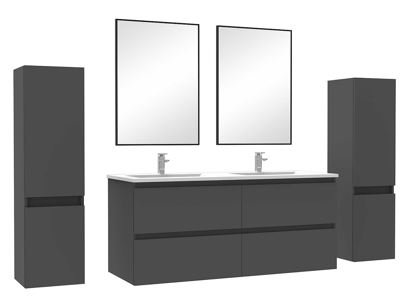 Ensemble meubles Salle de Bain avec colonne + miroir mural 120cm meuble