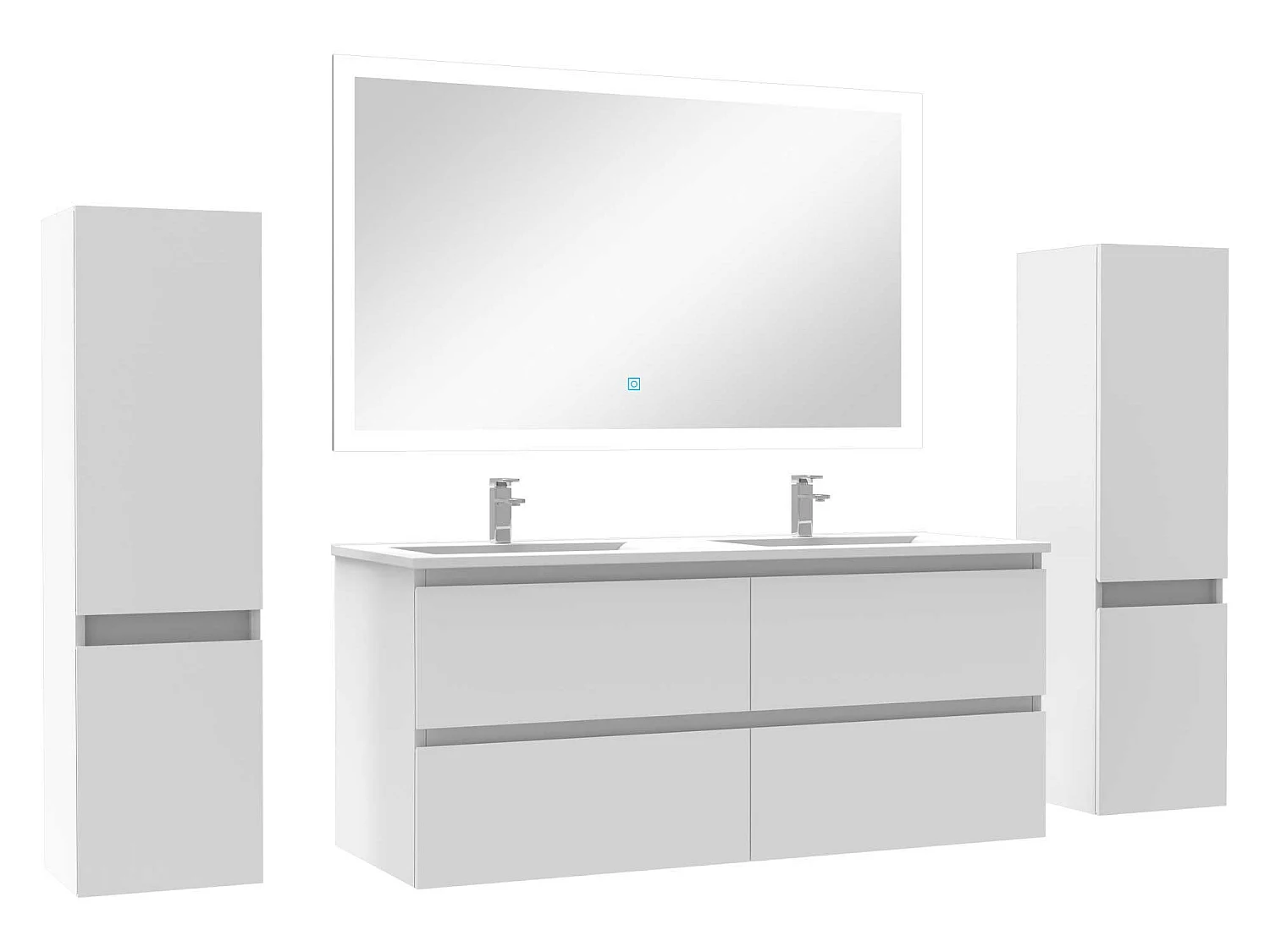 Ensemble meubles Salle de Bain 120cm vasque + colonnex2 + LED miroir Blanc