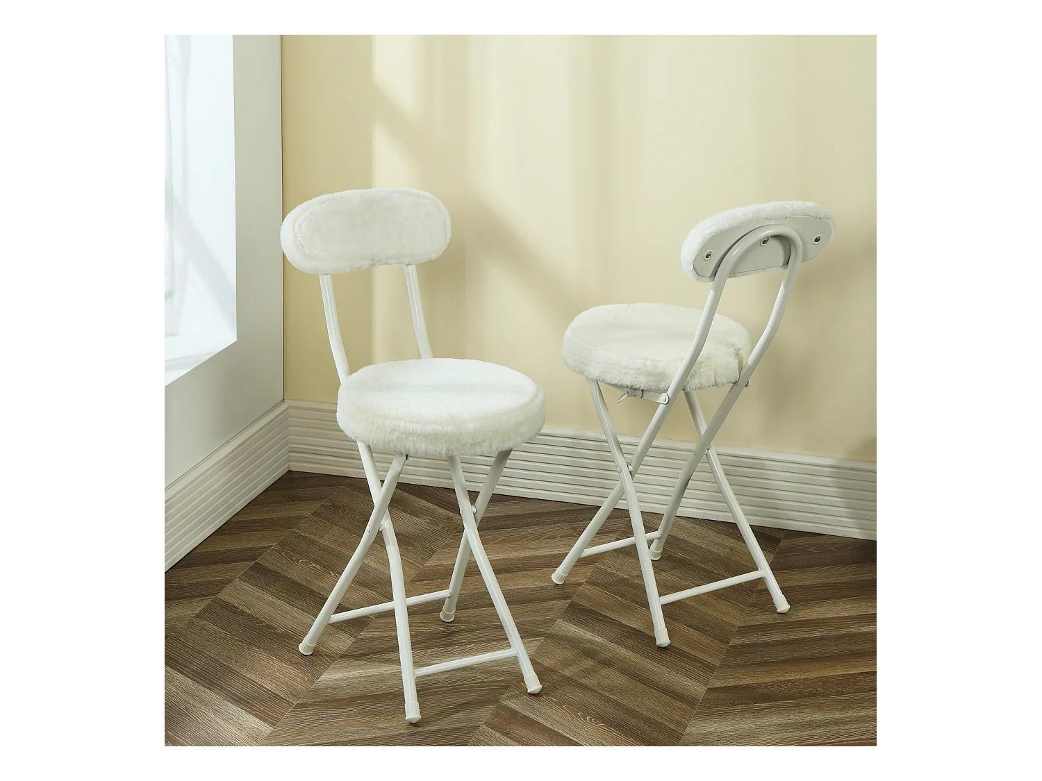 Lot de 4 chaise pliante en fausse fourrure, ERNST PLUSH