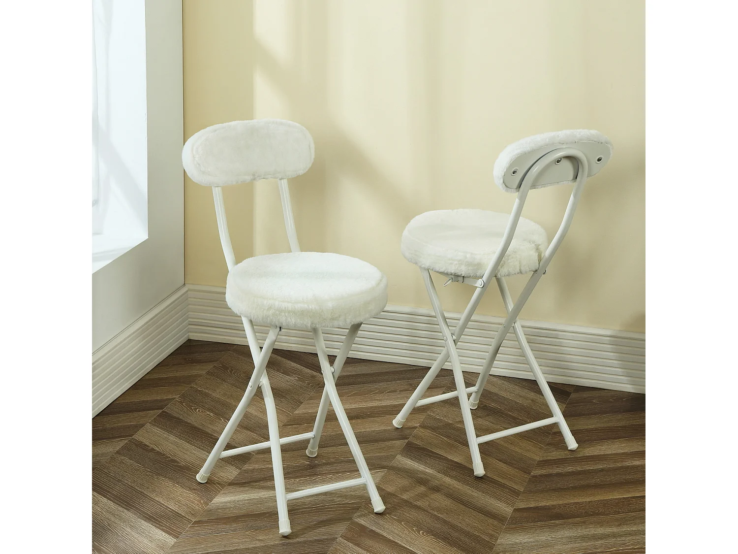 Lot de 4 chaise pliante en fausse fourrure, ERNST PLUSH