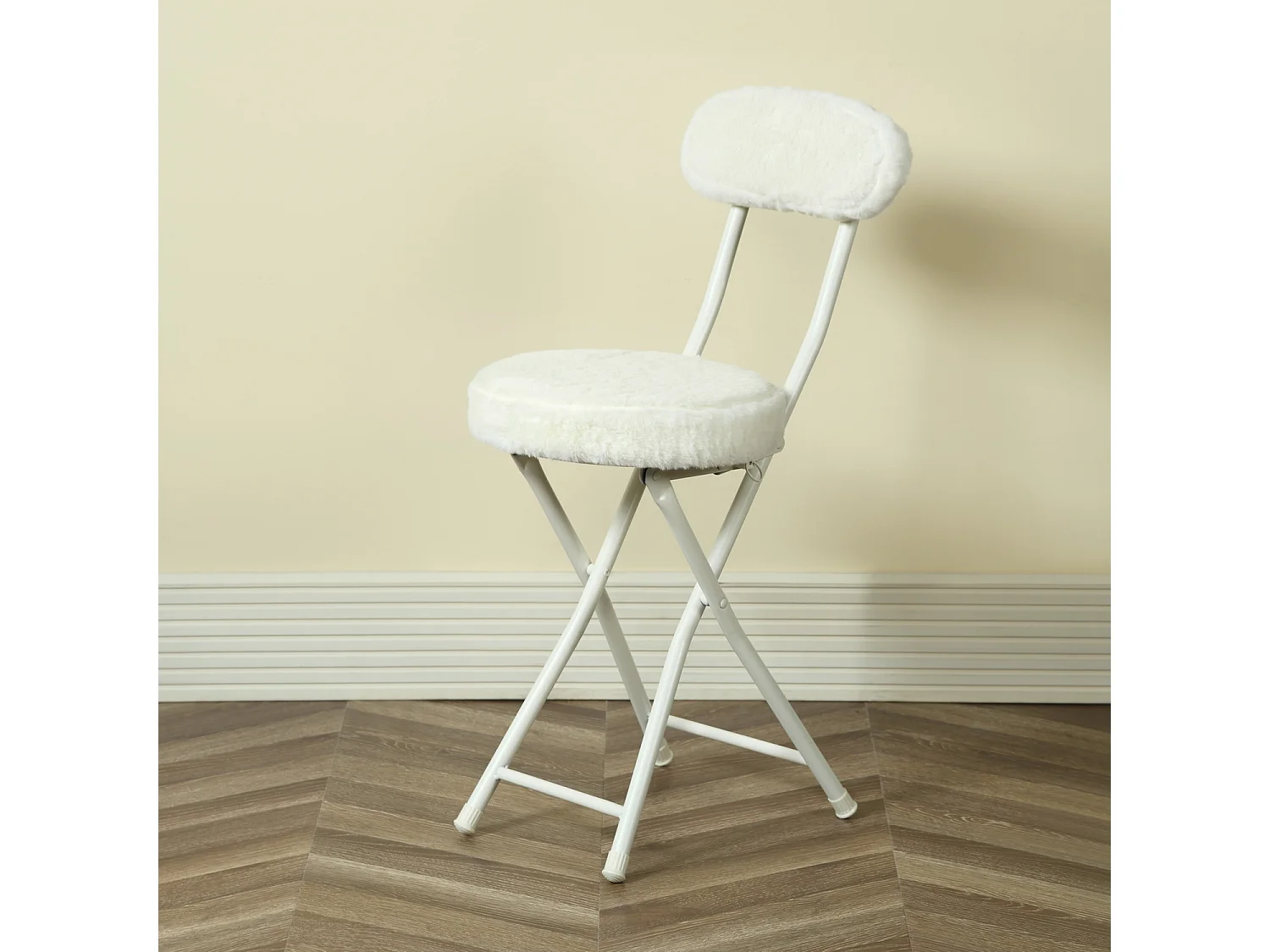 Lot de 4 chaise pliante en fausse fourrure, ERNST PLUSH