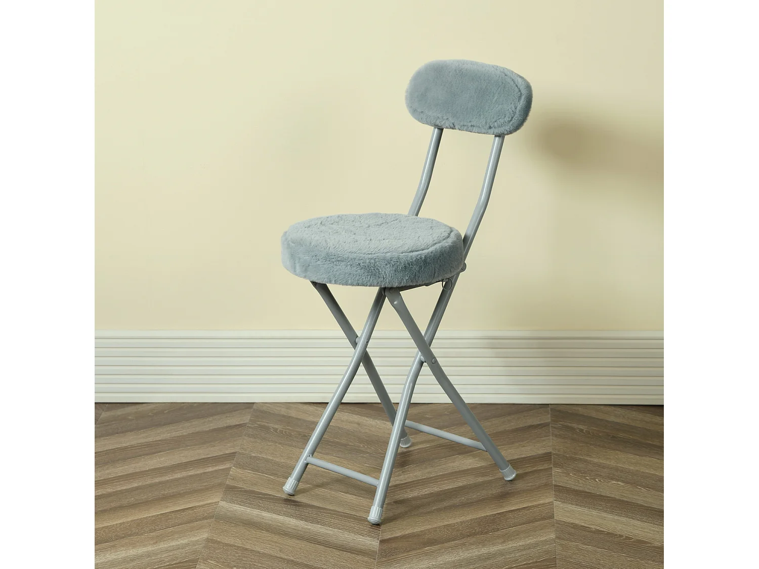 Lot de 4 chaise ERNST PLUSH pliante en fausse fourrure, charge maximale de 100 kg