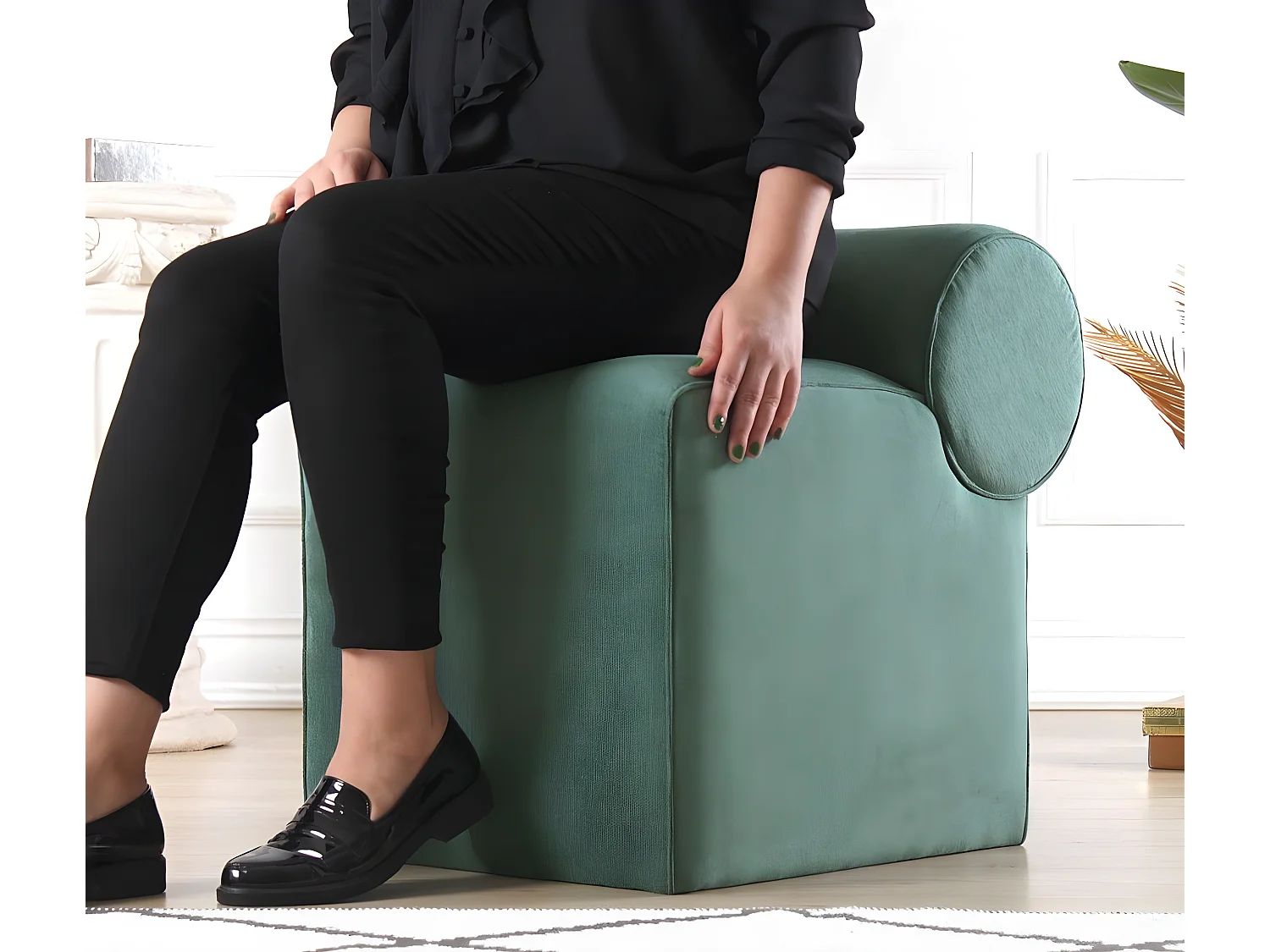 Pouf design Allias 100% Coton Vert