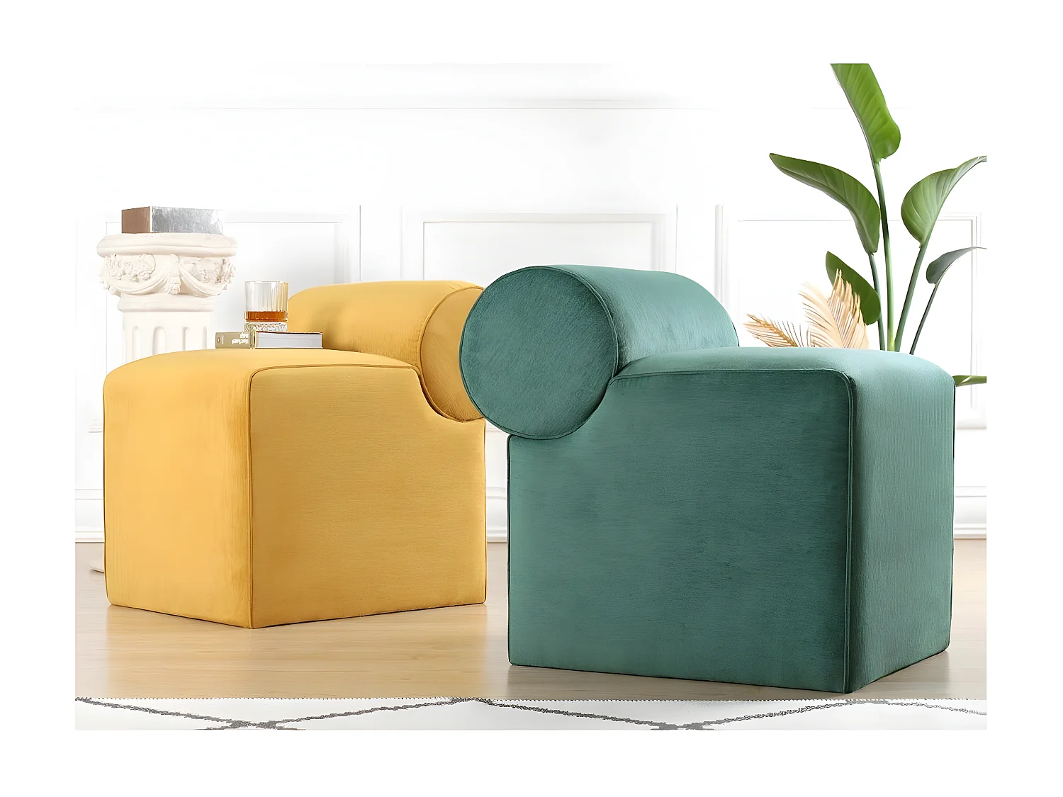 Pouf design Allias 100% Coton Vert