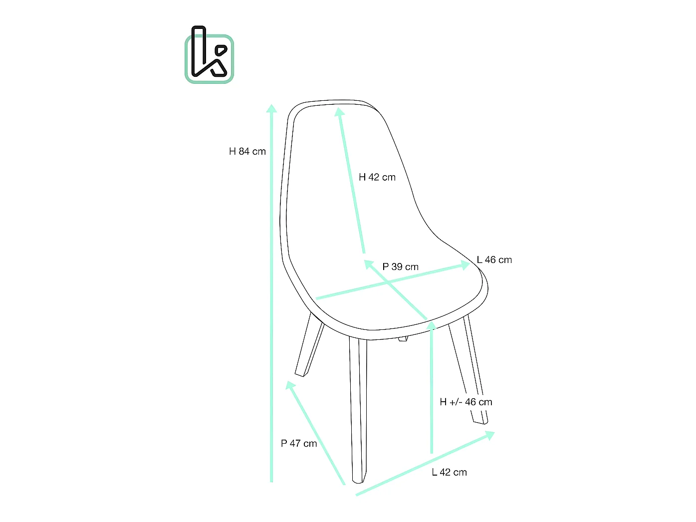 Lote de 2 sillas escandinavas de cocina diseño. Asiento de plástico flexible fácil de limpiar. Patas de madera de haya clara NAO (blanco)