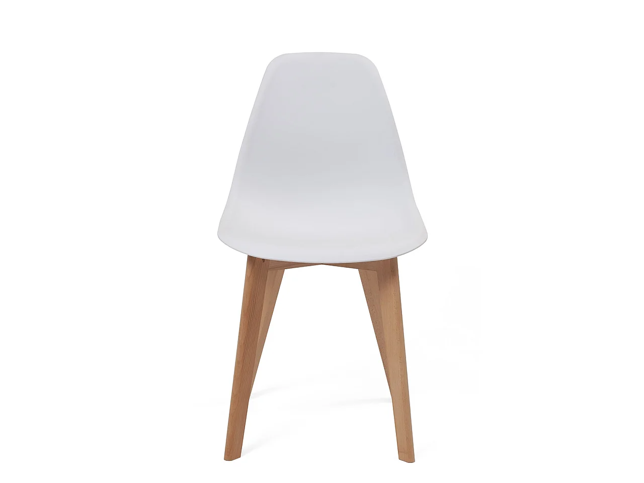 Lot 2 chaises de cuisine scandinaves siège plastique souple pieds bois hêtre clair NAO (blanc)