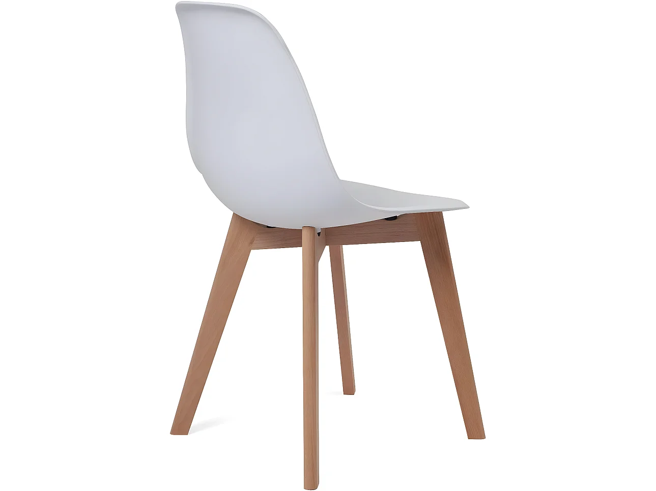 Lot 2 chaises de cuisine scandinaves siège plastique souple pieds bois hêtre clair NAO (blanc)