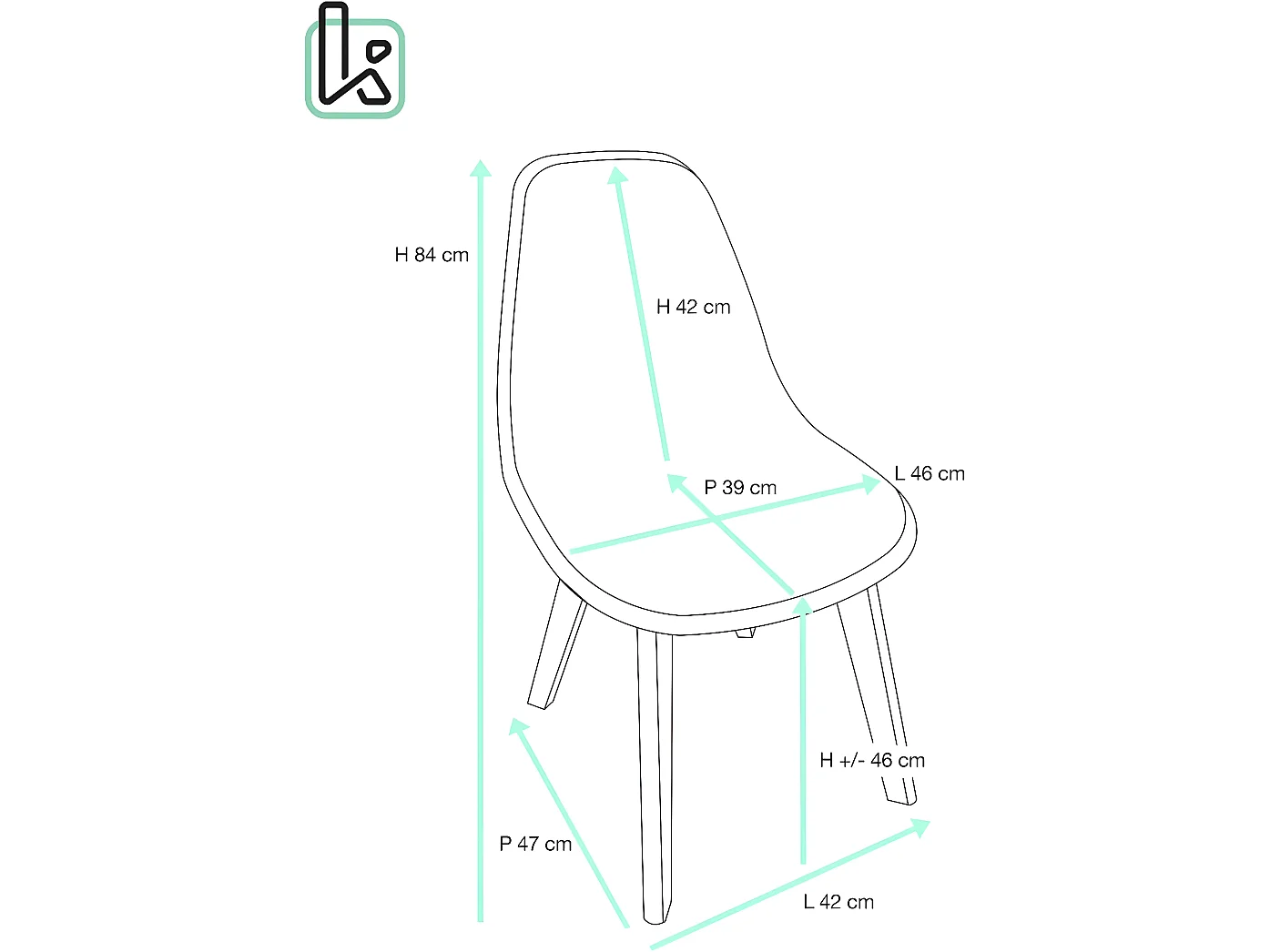 Lot 2 chaises de cuisine scandinaves siège plastique souple pieds bois hêtre clair NAO (blanc)