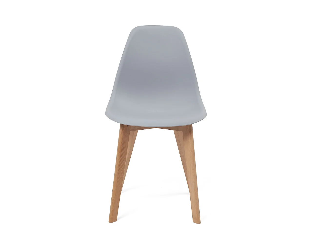 Lot 2 chaises de cuisine scandinaves siège plastique souple pieds bois hêtre clair NAO (gris)