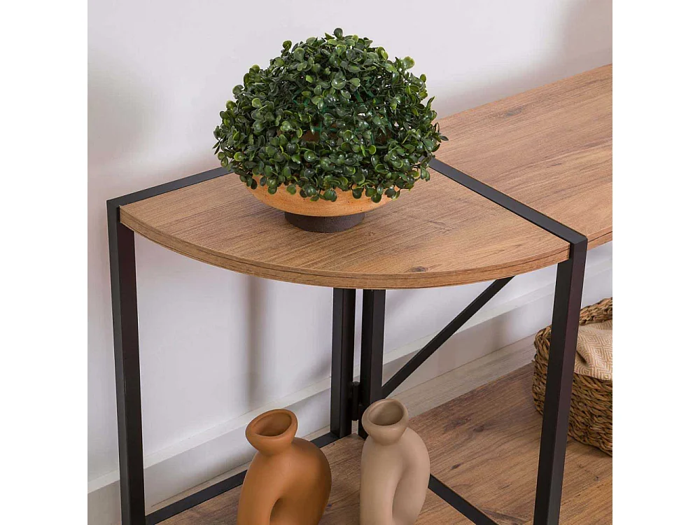 Meuble Tv style industriel Injaro L138cm Bois clair et Métal Noir