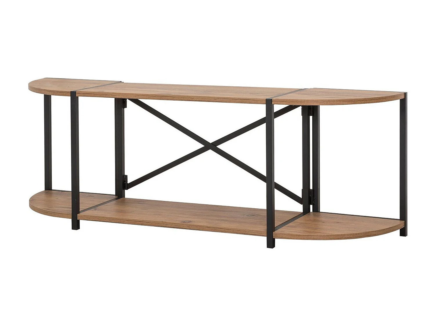 Móvel de TV – 138 x 47 x 35 cm – Pinho Atlântico e Preto – Metal e painel de partículas