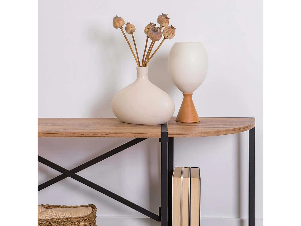 Móvel de TV – 138 x 47 x 35 cm – Pinho Atlântico e Preto – Metal e painel de partículas