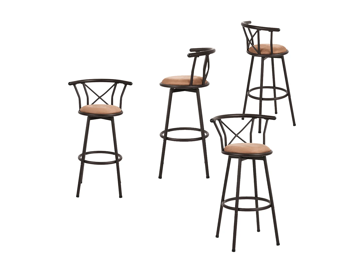 Lot de 4 Chaises de Bar pivotant siège de 75,5 cm de Haut Style Vintage