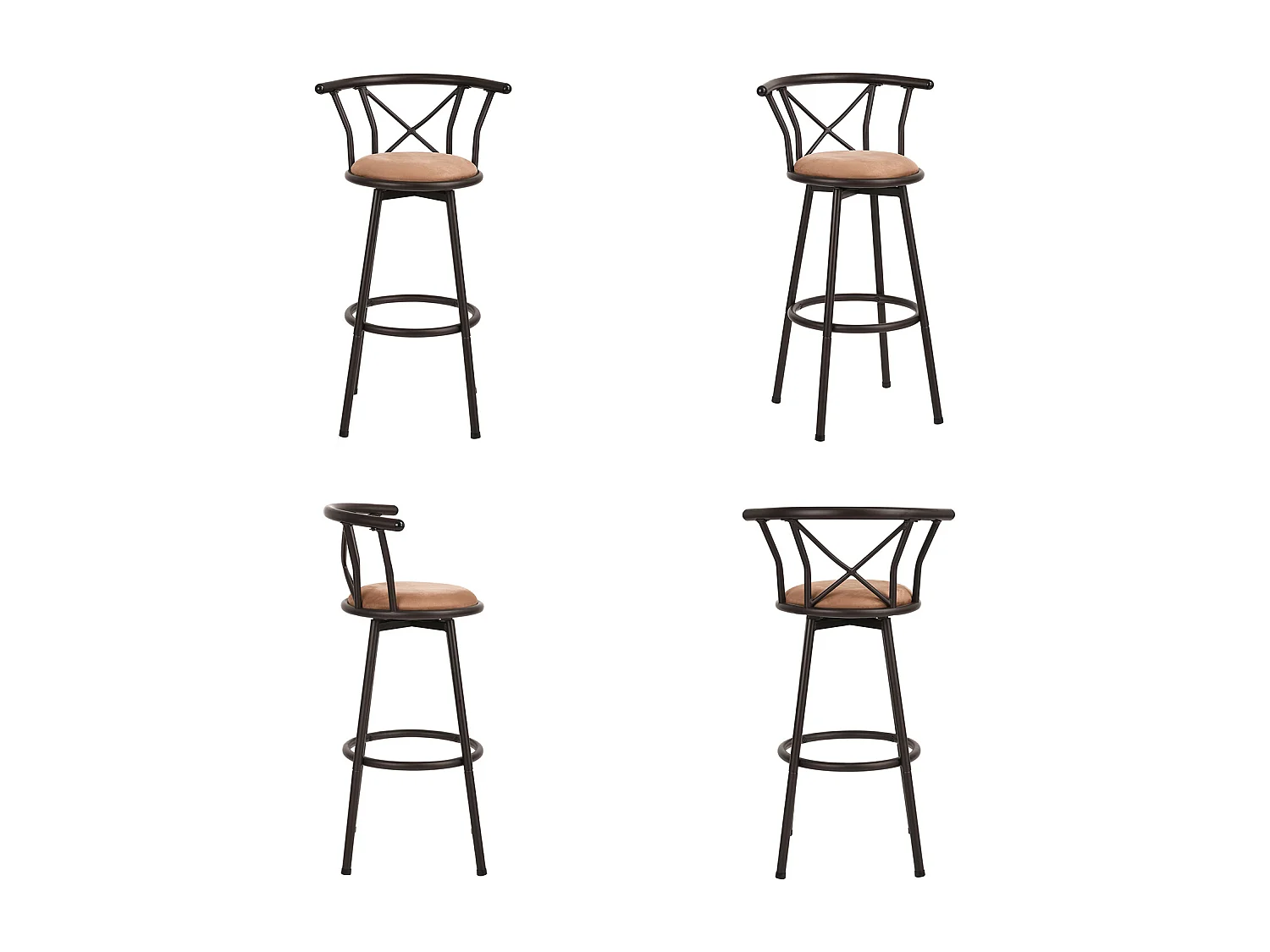 Lot de 4 Chaises de Bar pivotant siège de 75,5 cm de Haut Style Vintage