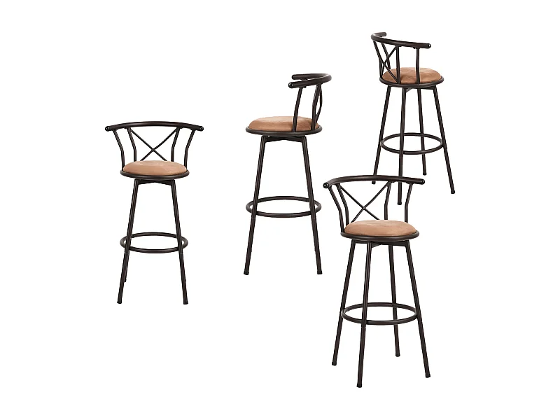 Lot de 4 Chaises de Bar pivotant siège de 75,5 cm de Haut Style Vintage