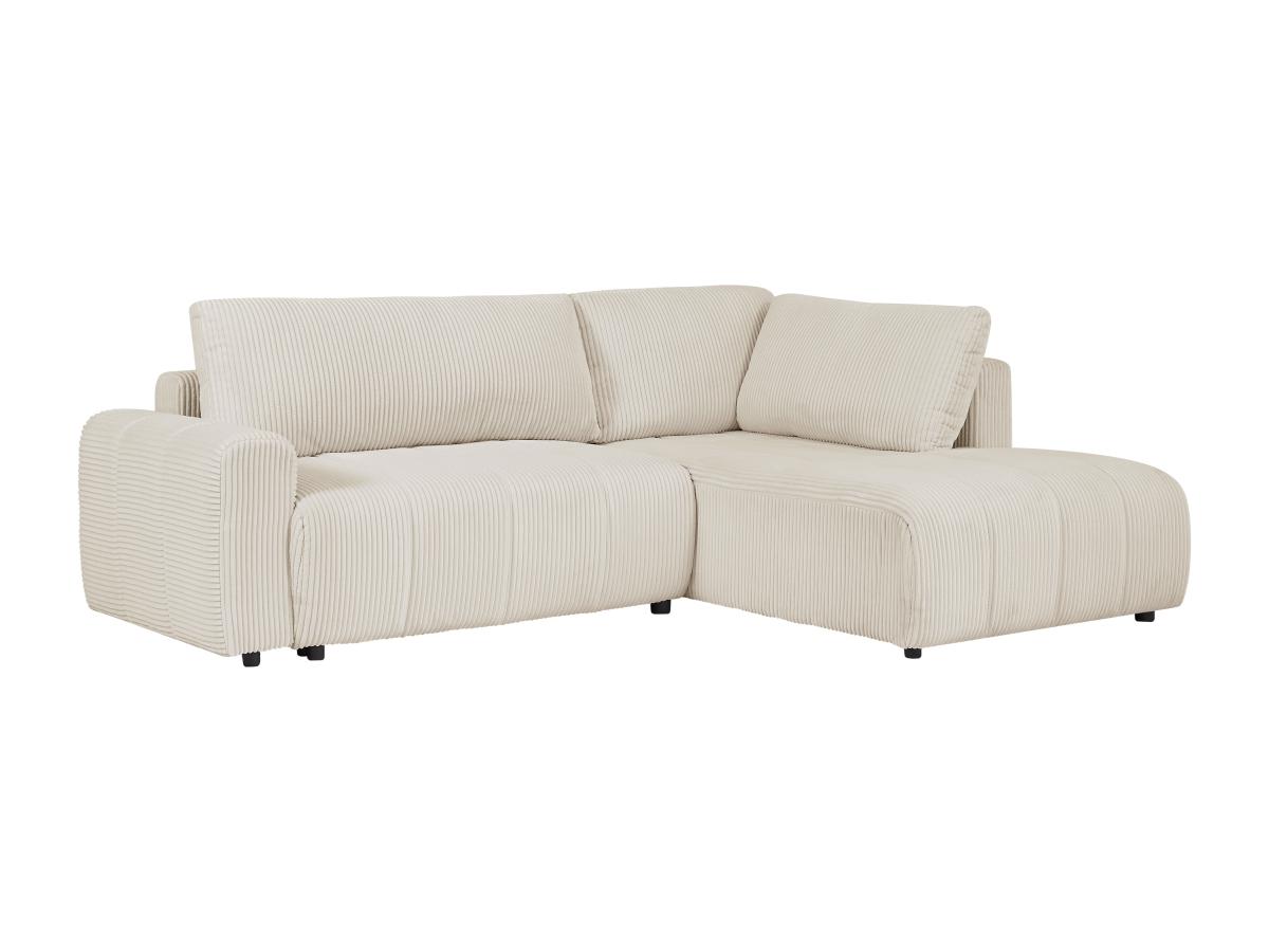 Ecksofa mit Schlaffunktion - Ecke rechts - Cord - Beige - RICIA günstig online kaufen