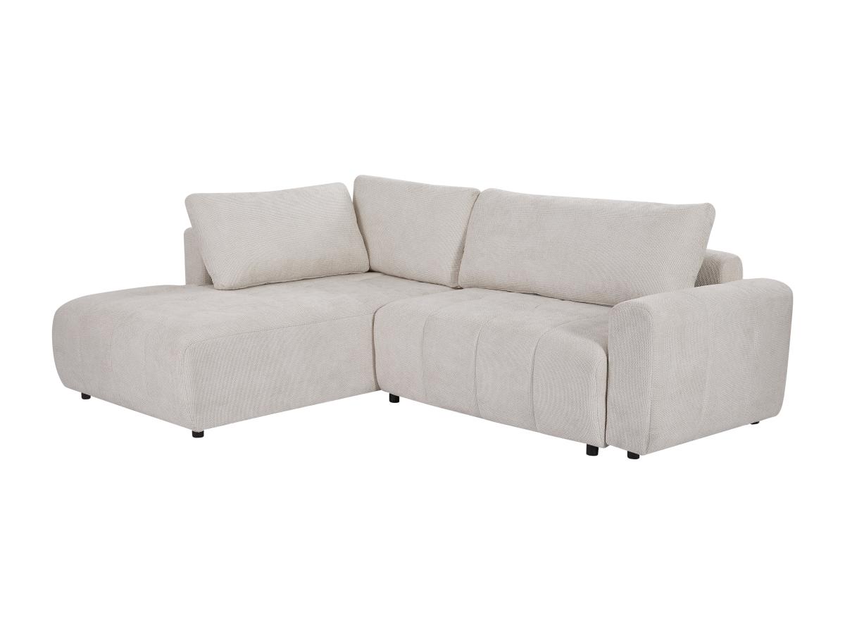 Ecksofa mit Schlaffunktion - Ecke links - Strukturstoff - Beige - RICIA günstig online kaufen