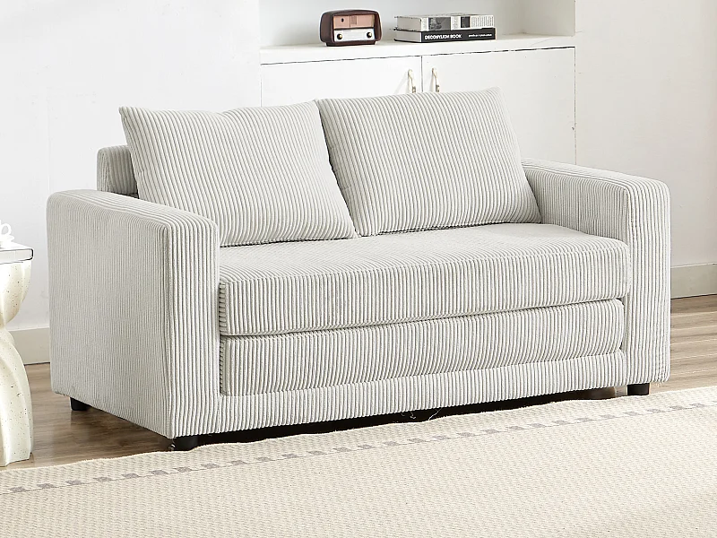 Sofá cama de 2 plazas de terciopelo beige MIRTO