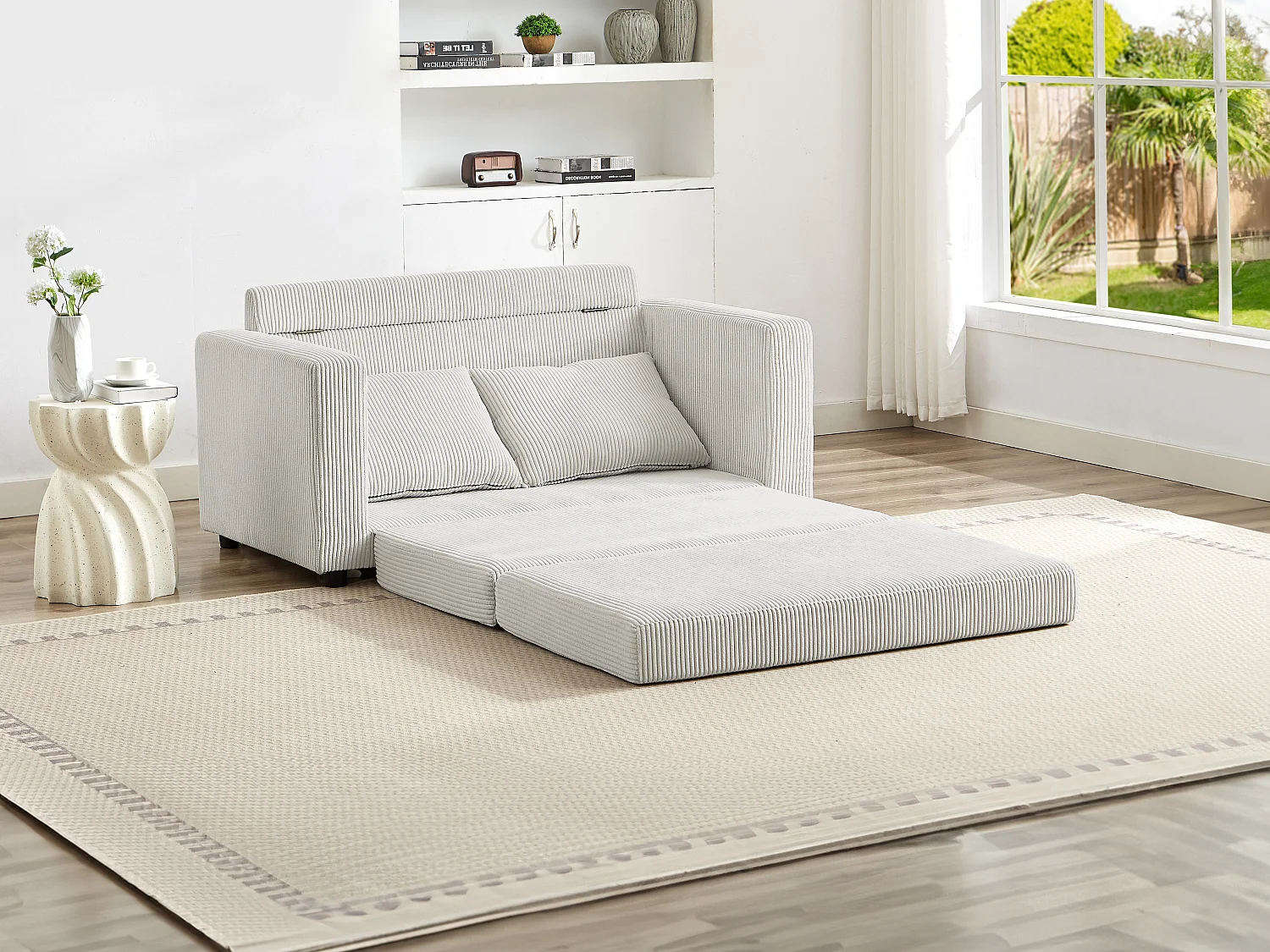 Sofa 2-Sitzer mit Schlaffunktion - Cord - Beige - MIRTO