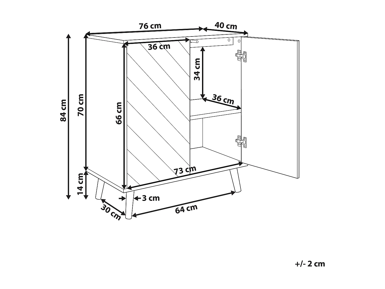 Kast BRISTOW 84 cm Zwart