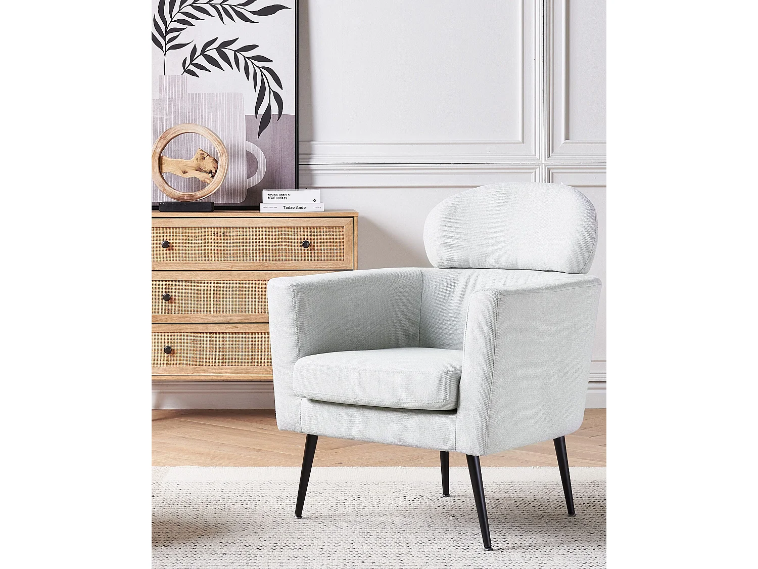 Fauteuil SOBY Tissu Gris clair