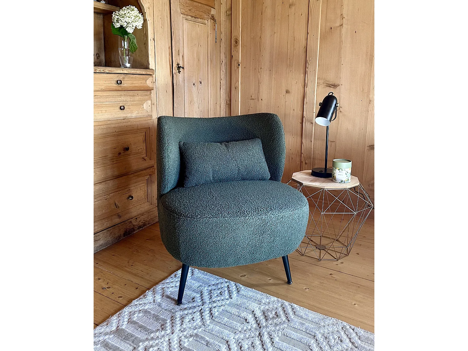 Fauteuil OTSBY Bouclé Vert foncé