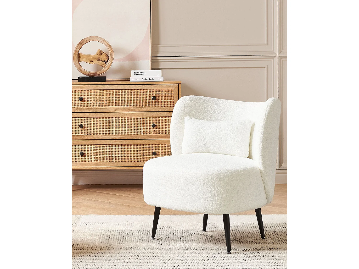 Fauteuil OTSBY Bouclé Crème