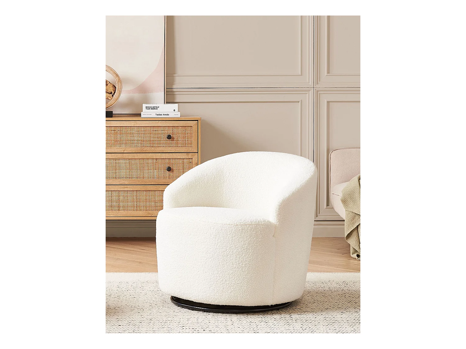 Sillón giratorio DAVIK Bouclé Crema