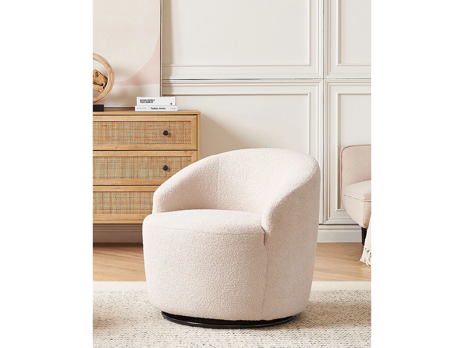 Draaifauteuil DAVIK Bouclé Beige