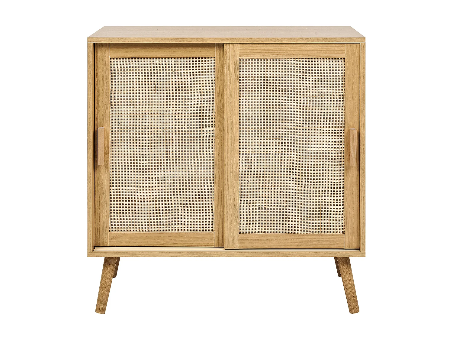 Sideboard Spanholz Brett Rattan Geflecht 2 Tür mit Regalen Schlafzimmer Aufbewahrungslösung helles Holz Hodgen
