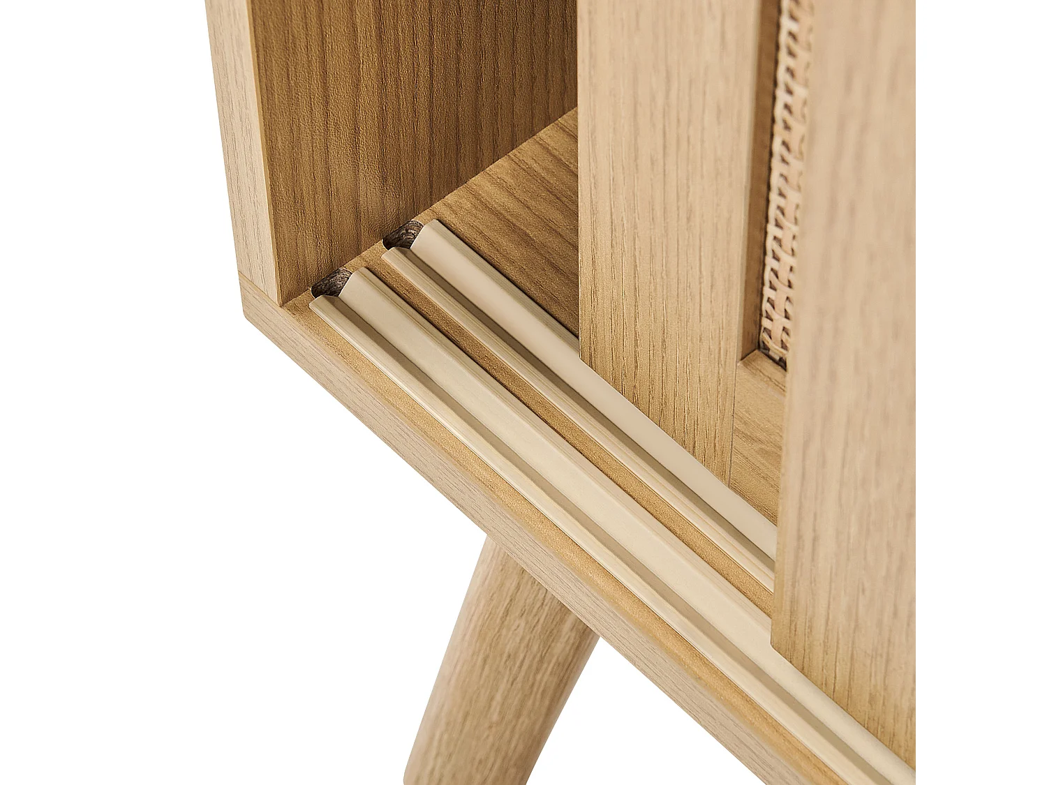 Sideboard Spanholz Brett Rattan Geflecht 2 Tür mit Regalen Schlafzimmer Aufbewahrungslösung helles Holz Hodgen