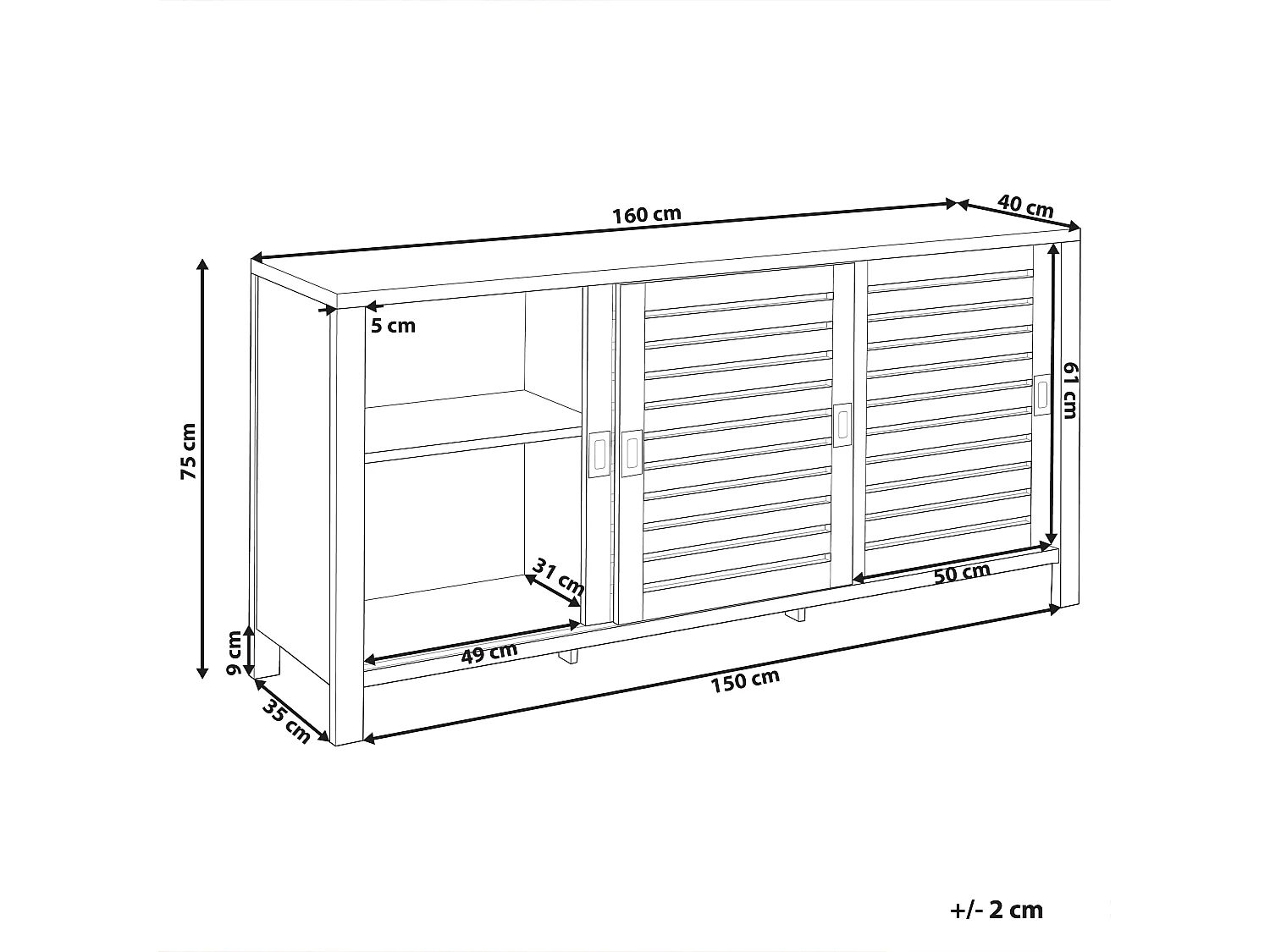 Sideboard mit 3 Türen RANDA Hellbraun