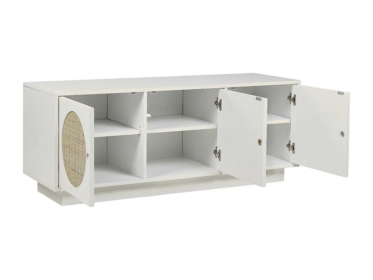 Sideboard Rattan weiß / beige 3 Türen 120 x 40 x 40 cm moderne Kommode